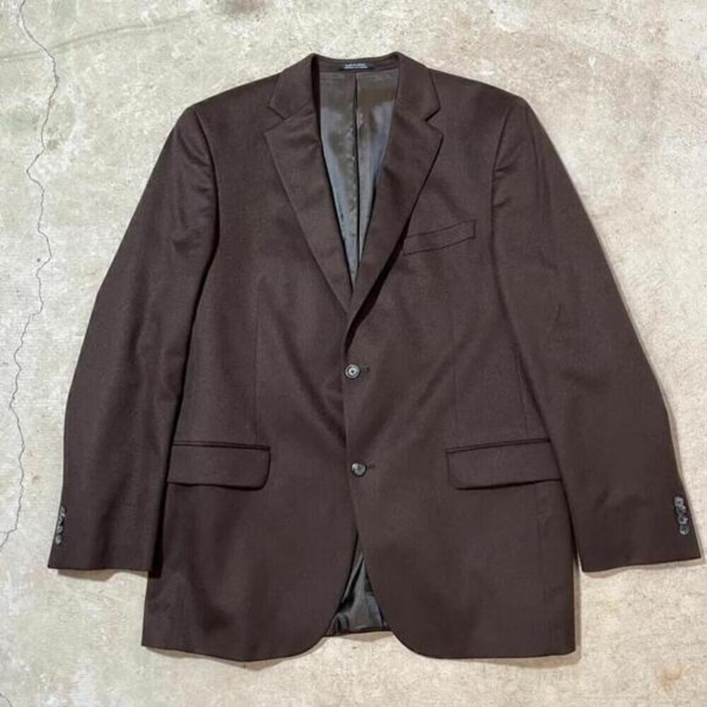 Black Brown Cashmere Sports Blazer Jacket Men’s Size 44 Brown Button Front